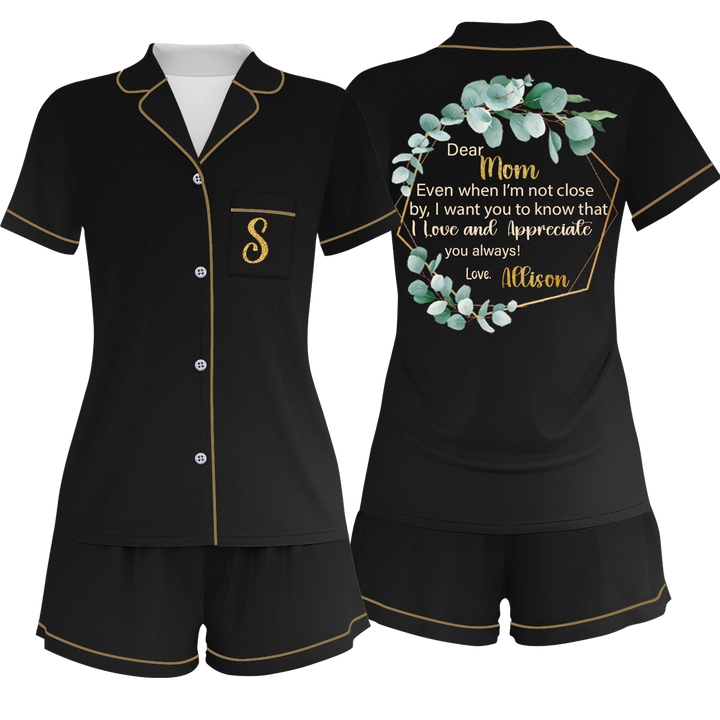 Custom Name Mother Of The Bride Satin Short Pyjamas Set