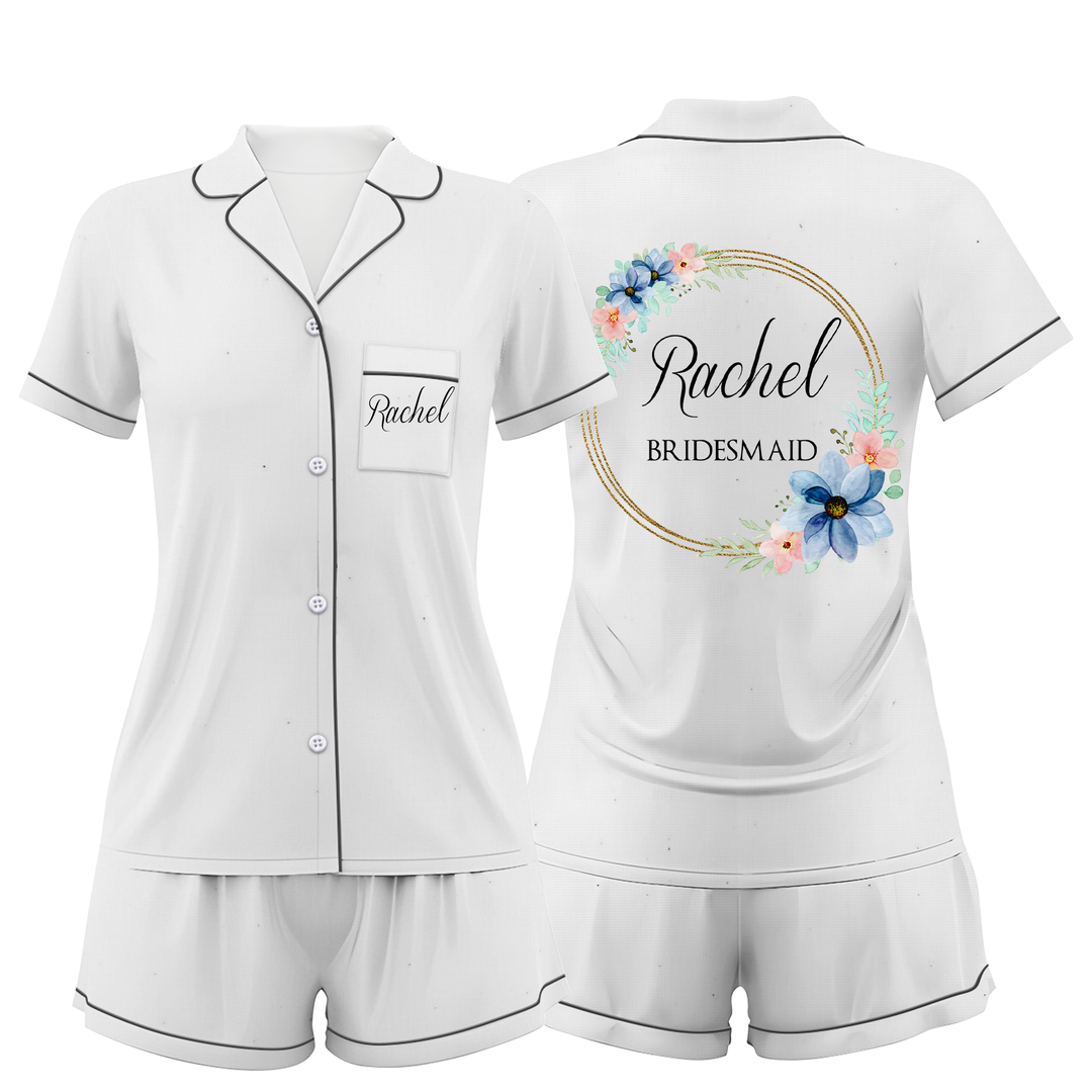 Custom The Bridesmaid Wedding Satin Short Pajamas Sets