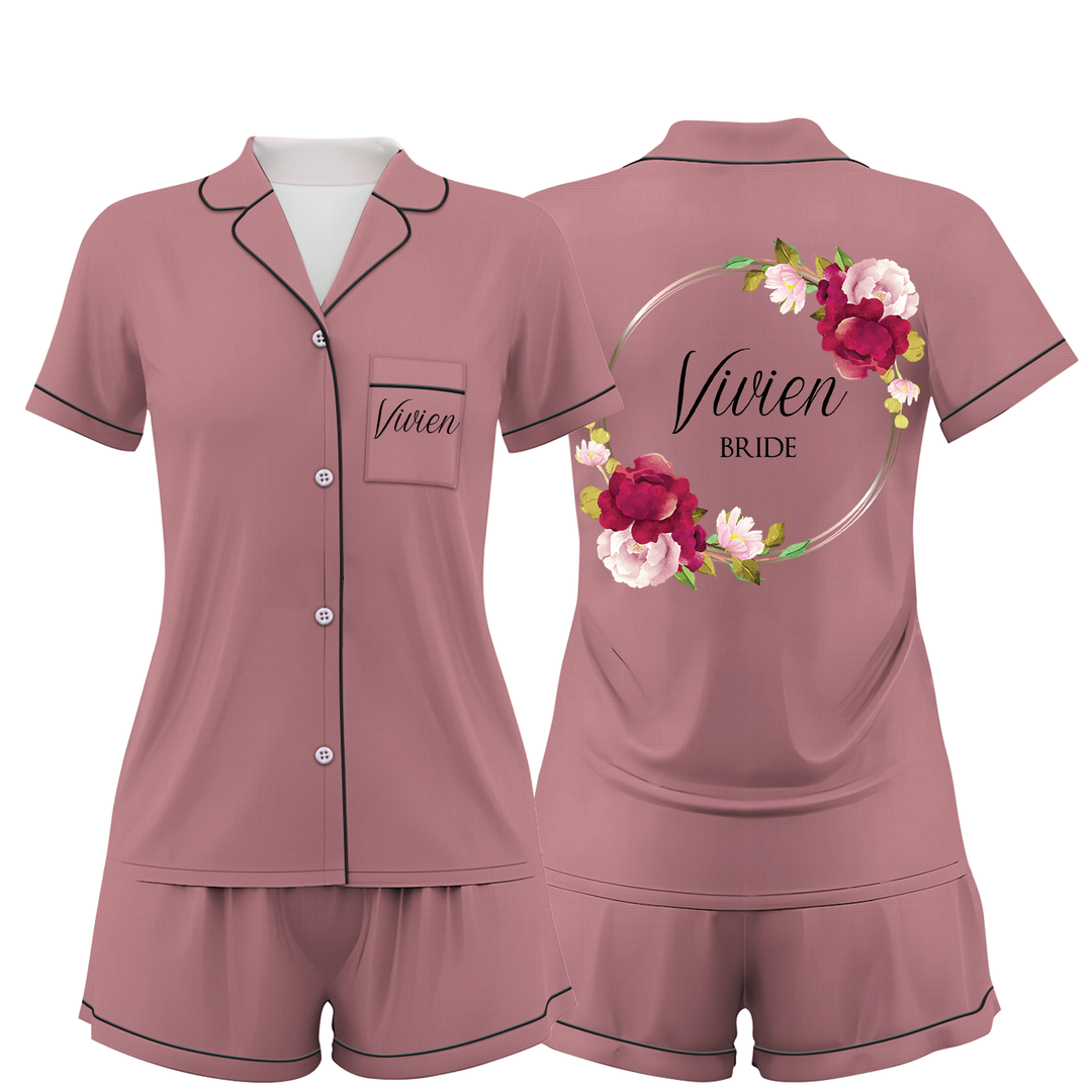 Custom Bride Wedding Satin Short Pajamas Sets