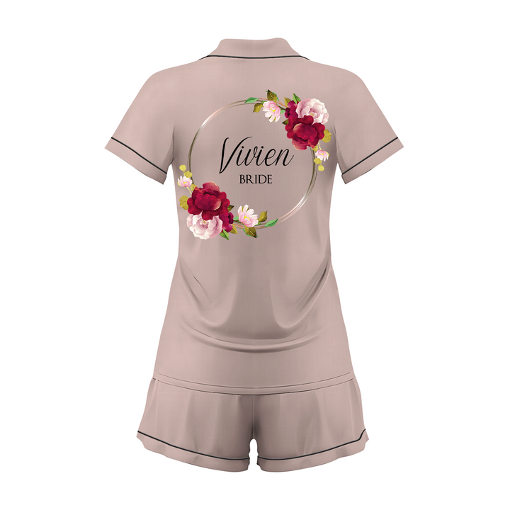 Custom Bride Wedding Satin Short Pajamas Sets