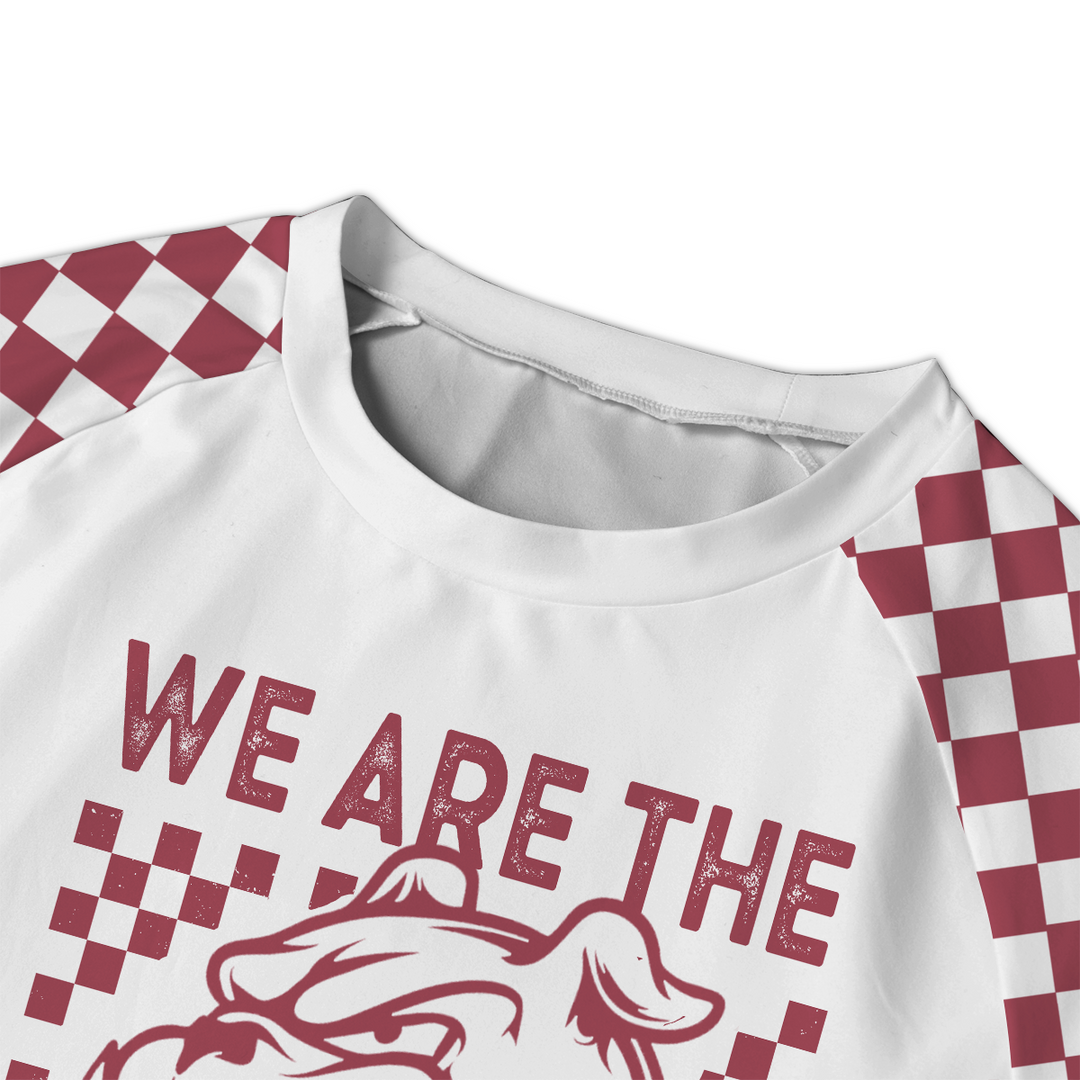 Custom Checkerboard We Are Mascot School Name All-Over Print  Raglan Sleeve Pajamas