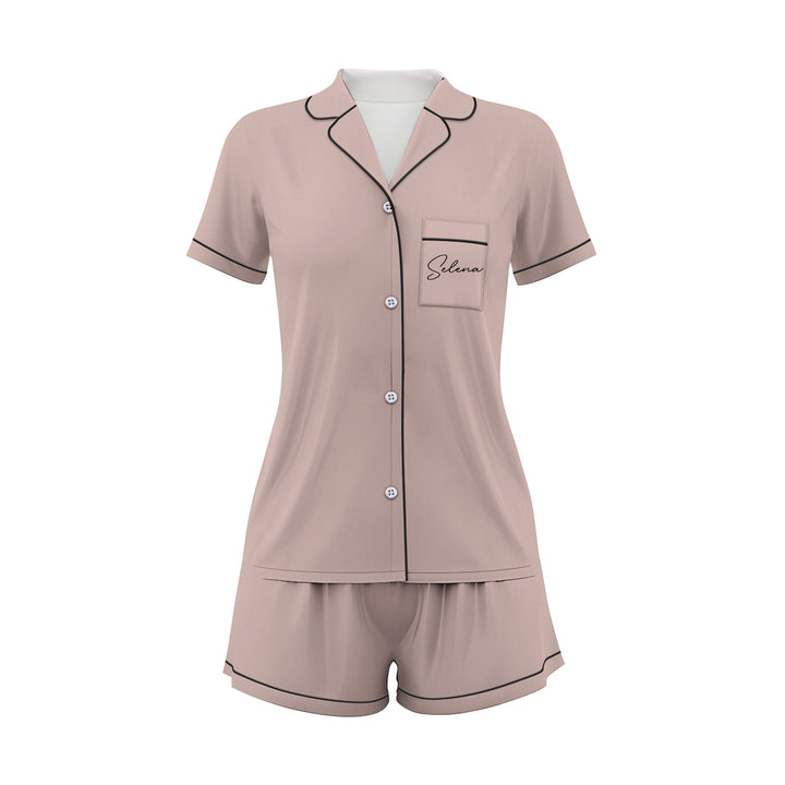 Custom Text Wedding Satin Short Pyjamas Set