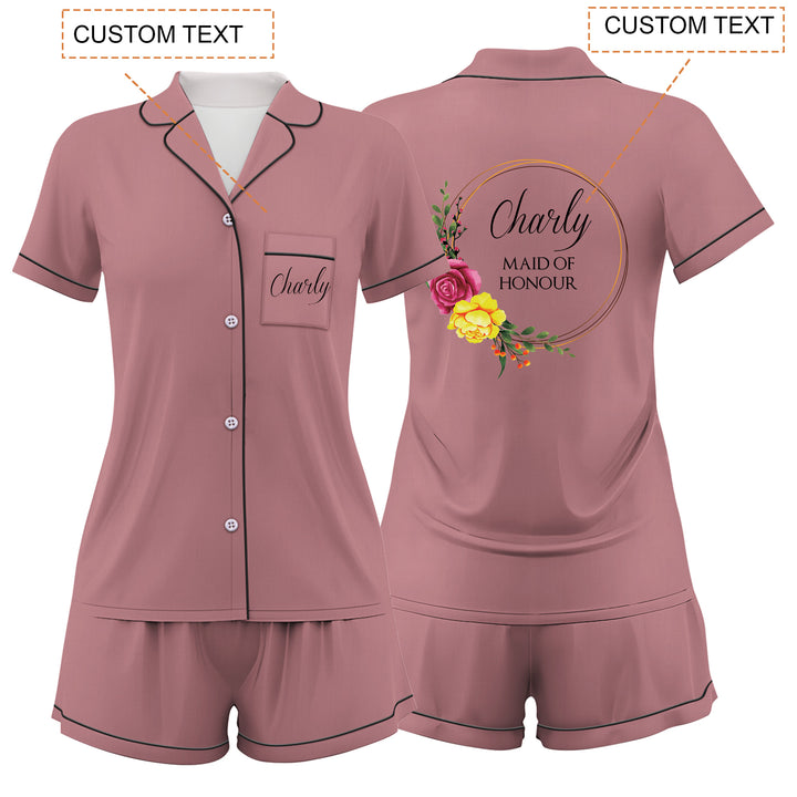 Custom Bride Bridesmaid Wedding Short Pajamas Sets