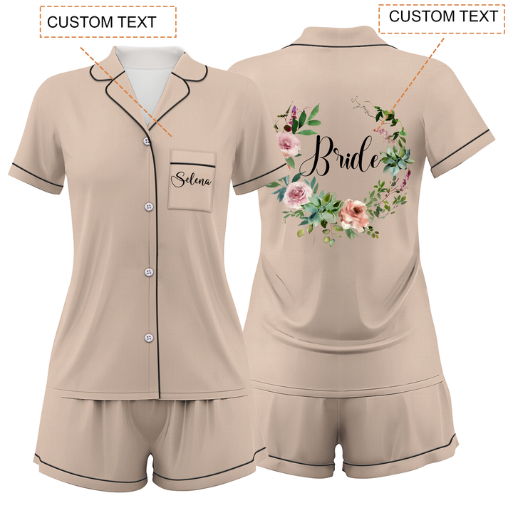 Custom Text Women Short Pajamas Set