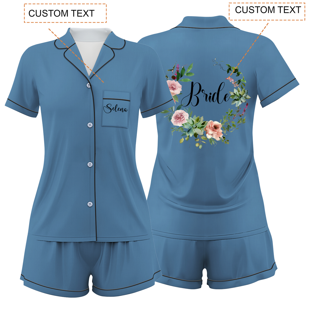 Custom Text Women Short Pajamas Set