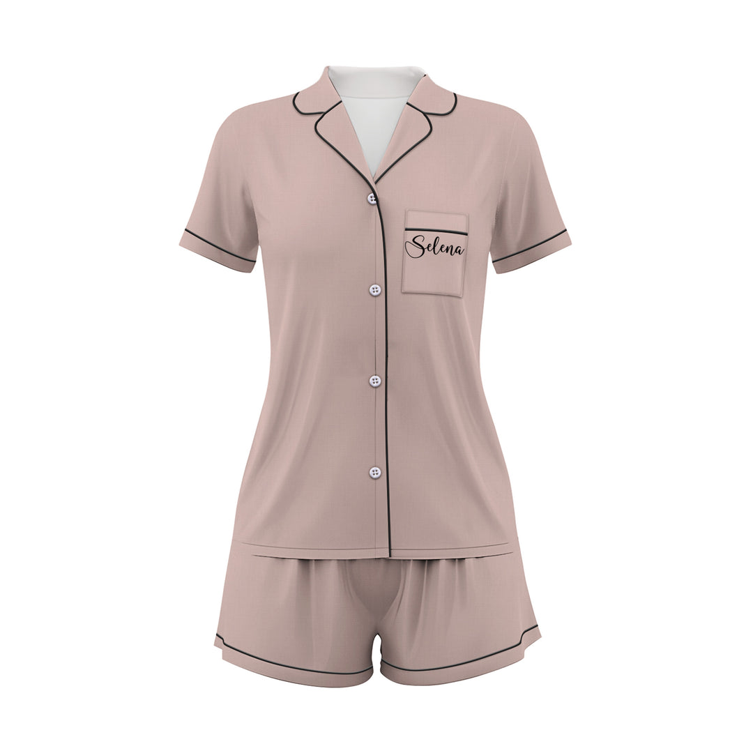 Custom Text Wedding Satin Short Pyjamas Set