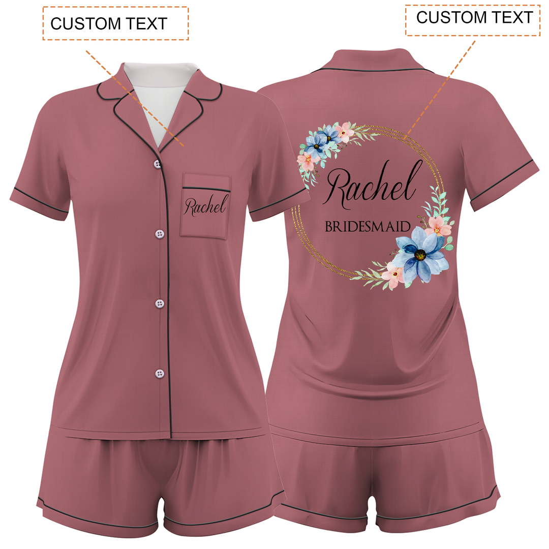 Custom The Bridesmaid Wedding Satin Short Pajamas Sets