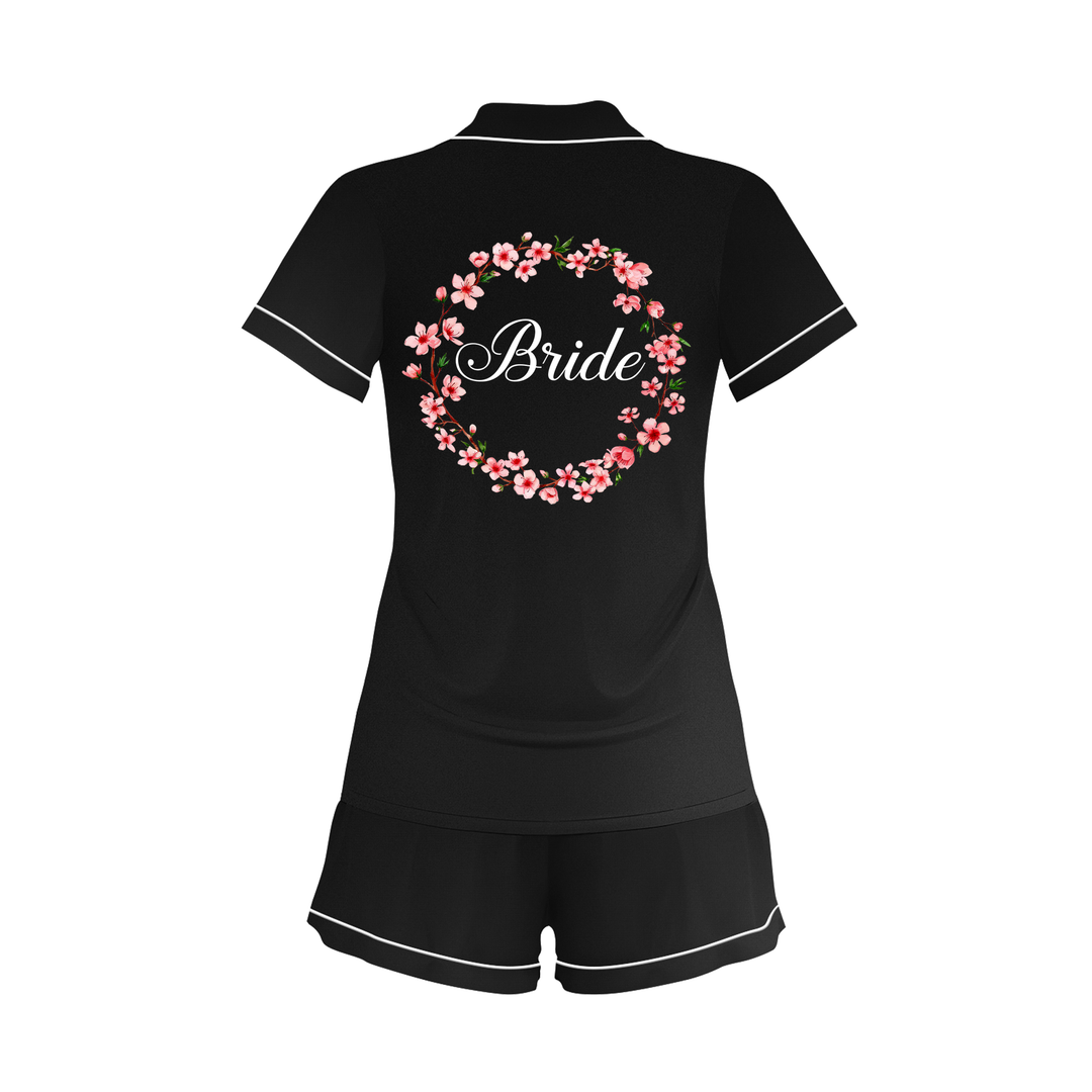 Custom Text Wedding Satin Short Pyjamas Set