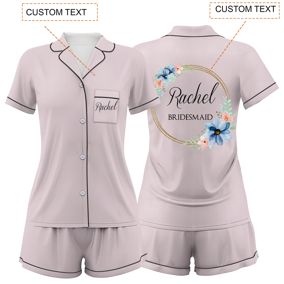 Custom The Bridesmaid Wedding Satin Short Pajamas Sets