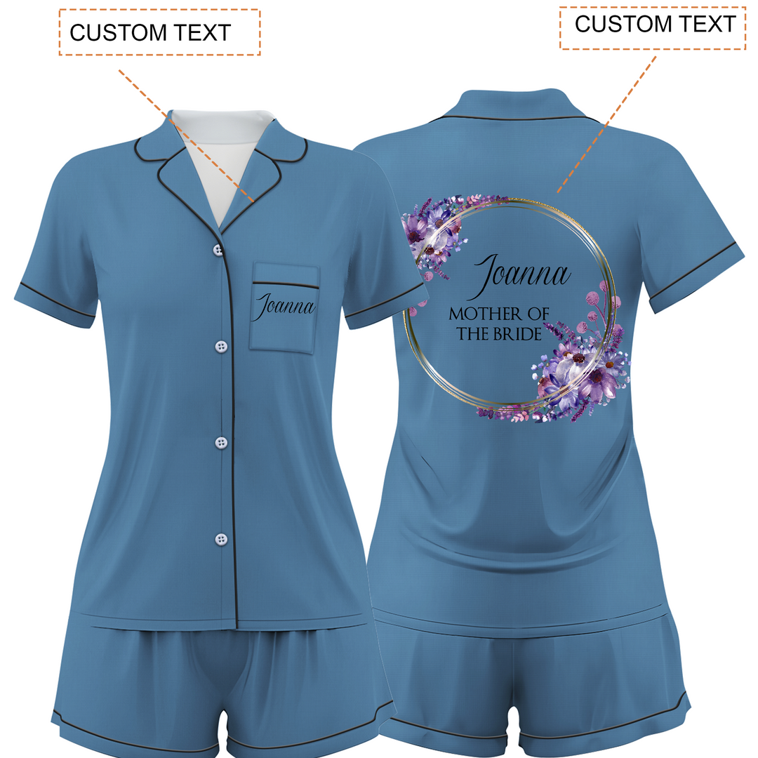 Custom Mother Of The Bride Wedding Satin Short Pajamas Sets