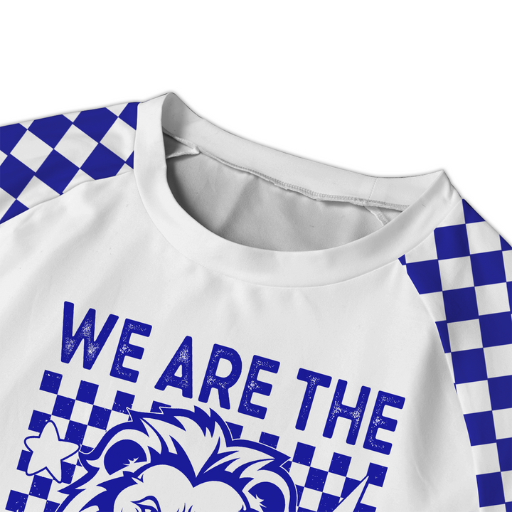 Custom Checkerboard We Are Mascot School Name All-Over Print  Raglan Sleeve Pajamas