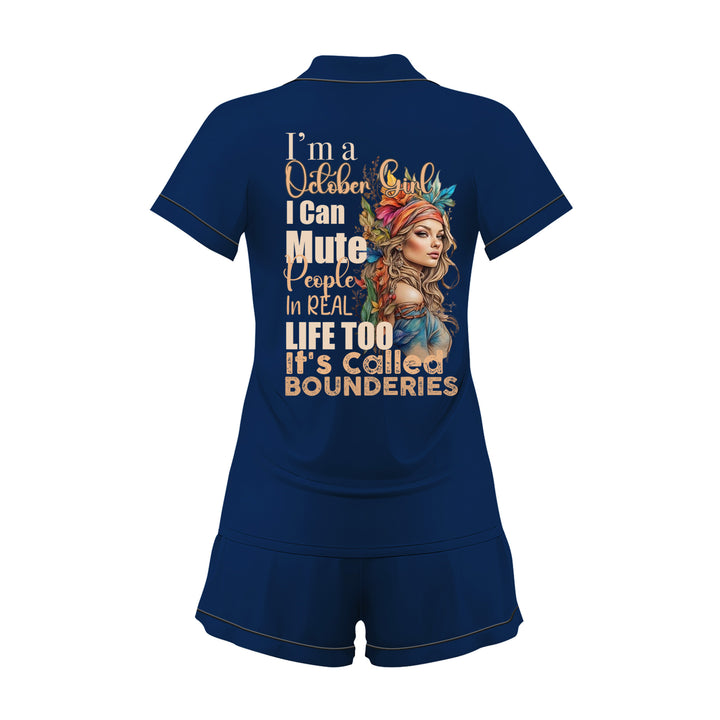 Custom Navy Blue Queen Short Pajamas Sets