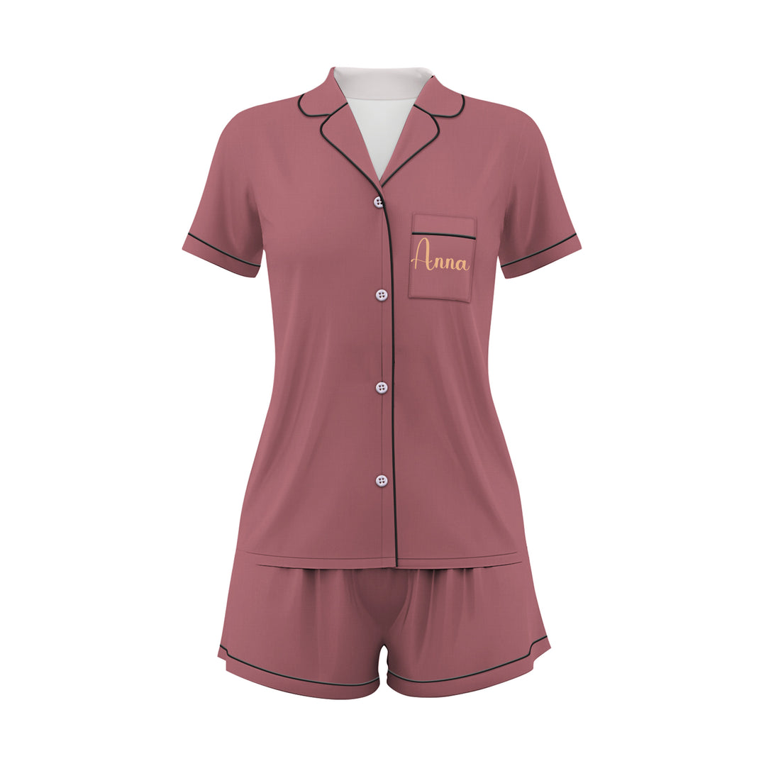 Custom Dusty Rose Queen Short Pajamas Sets