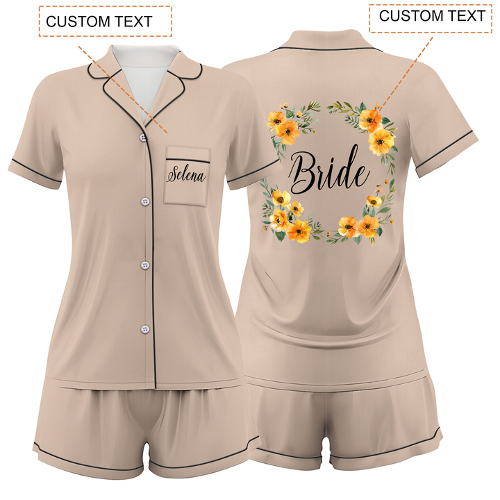 Custom Text Women Short Pajamas Set