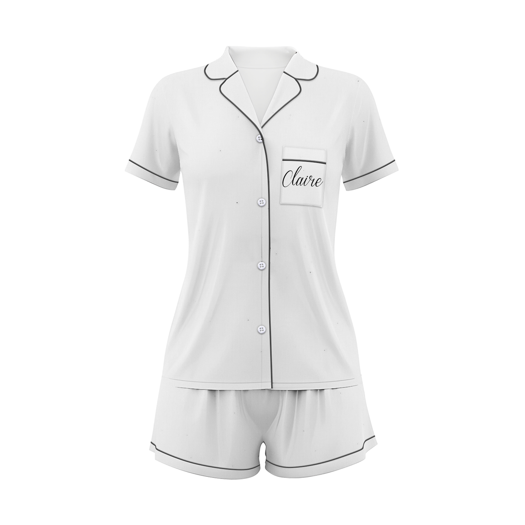 Custom Maid Of Honour Wedding Satin Short Pajamas Sets