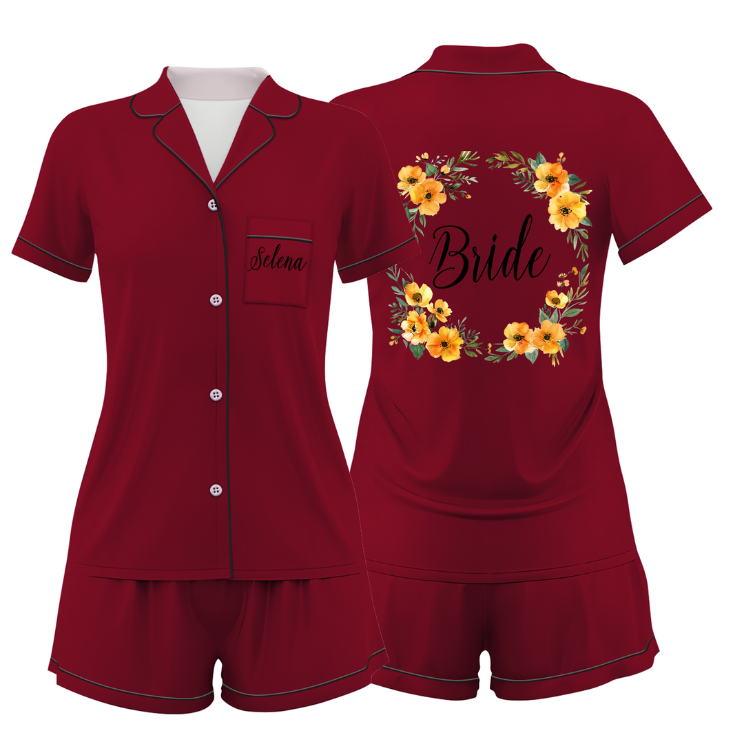 Custom Text Women Short Pajamas Set