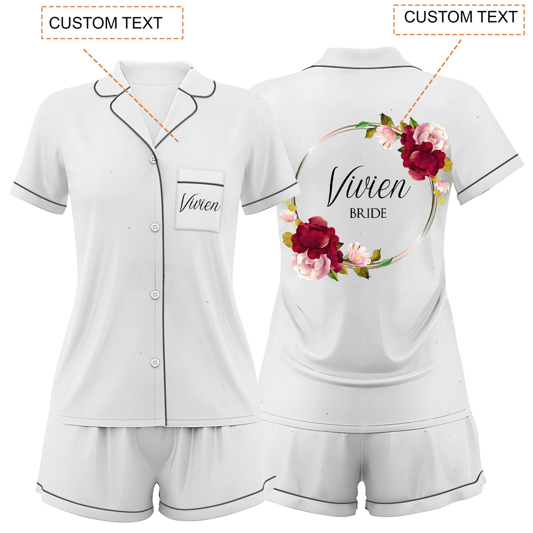 Custom Bride Wedding Satin Short Pajamas Sets