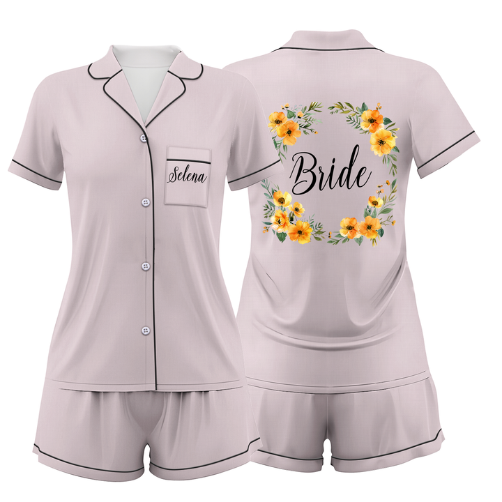 Custom Text Women Short Pajamas Set