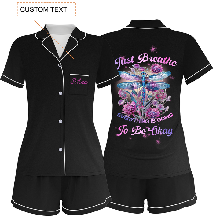 Custom Text Dragonfly Short Pyjamas Sets For Girls