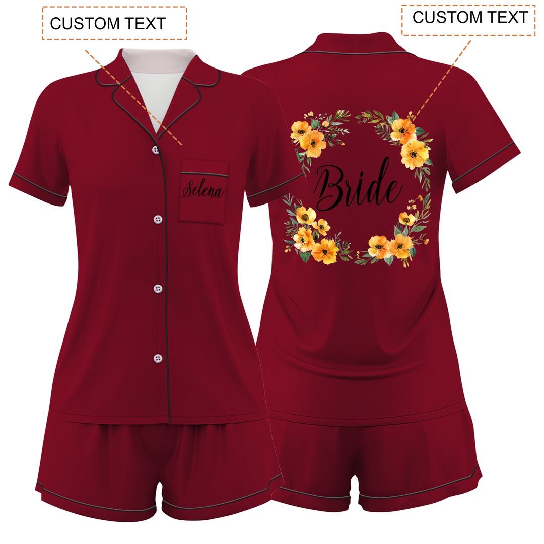 Custom Text Women Short Pajamas Set