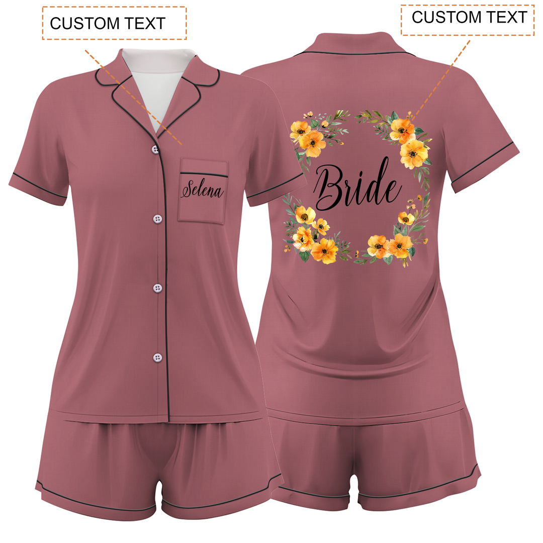 Custom Text Women Short Pajamas Set