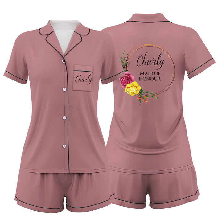 Custom Bride Bridesmaid Wedding Short Pajamas Sets