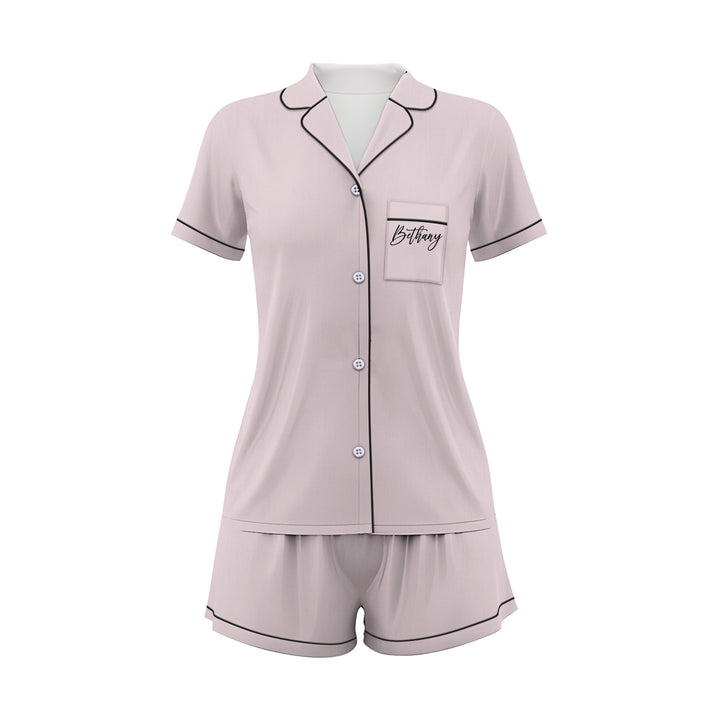 Custom Text Wedding Satin Short Pyjamas Set