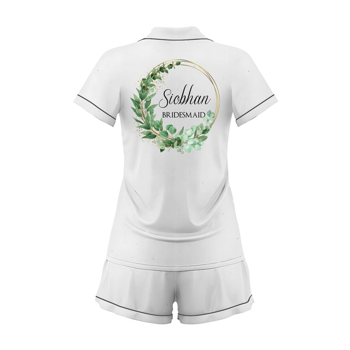 Custom Bride Bridesmaid Wedding Satin Short Pajamas Sets