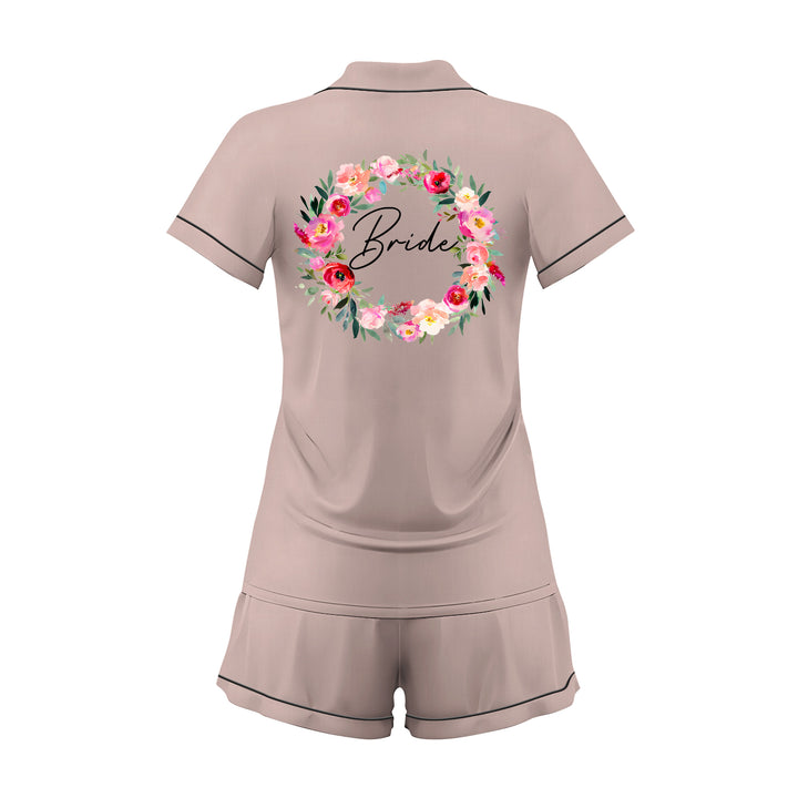 Custom Text Wedding Satin Short Pyjamas Set