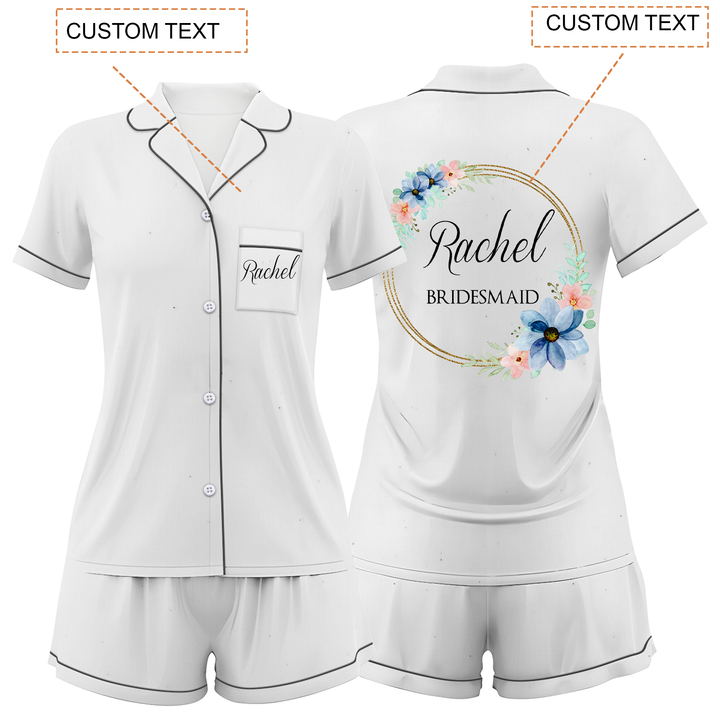 Custom The Bridesmaid Wedding Satin Short Pajamas Sets