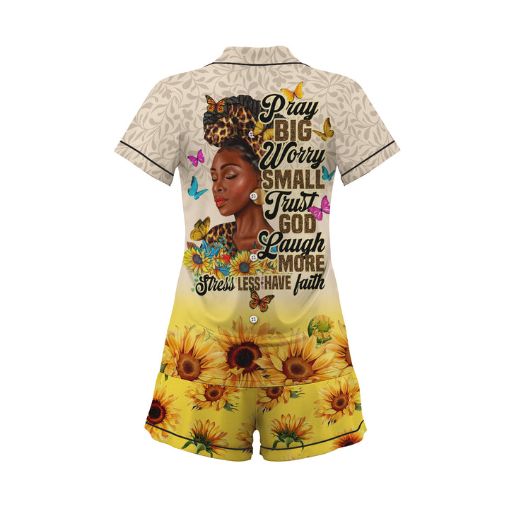 Custom Text  Sunflower Jesus Short Pajamas Set