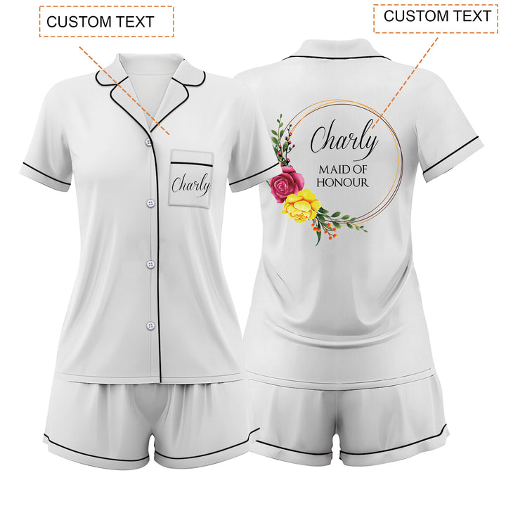 Custom Bride Bridesmaid Wedding Short Pajamas Sets