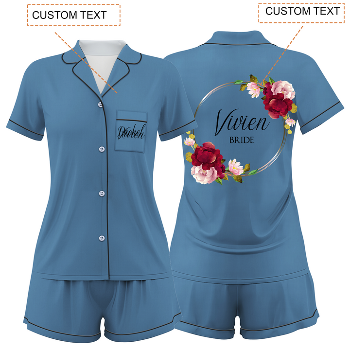 Custom Bride Wedding Satin Short Pajamas Sets