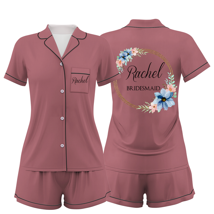 Custom The Bridesmaid Wedding Satin Short Pajamas Sets