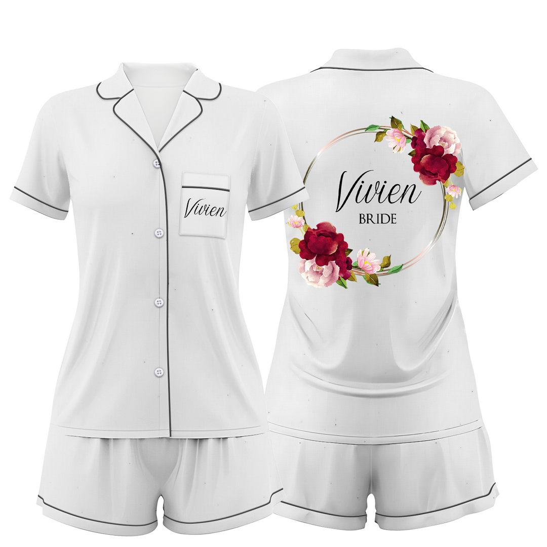 Custom Bride Wedding Satin Short Pajamas Sets