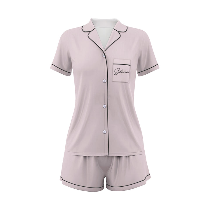 Custom Text Wedding Satin Short Pyjamas Set