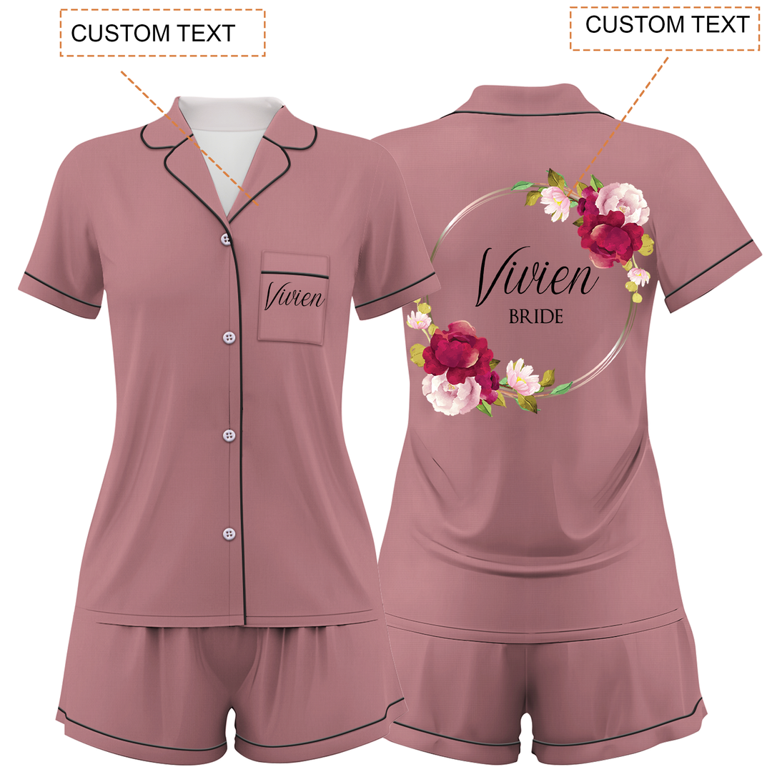 Custom Bride Wedding Satin Short Pajamas Sets