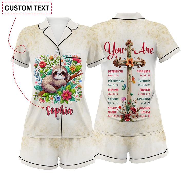 Custom Text You Are Beautiful Short Pajamas Set