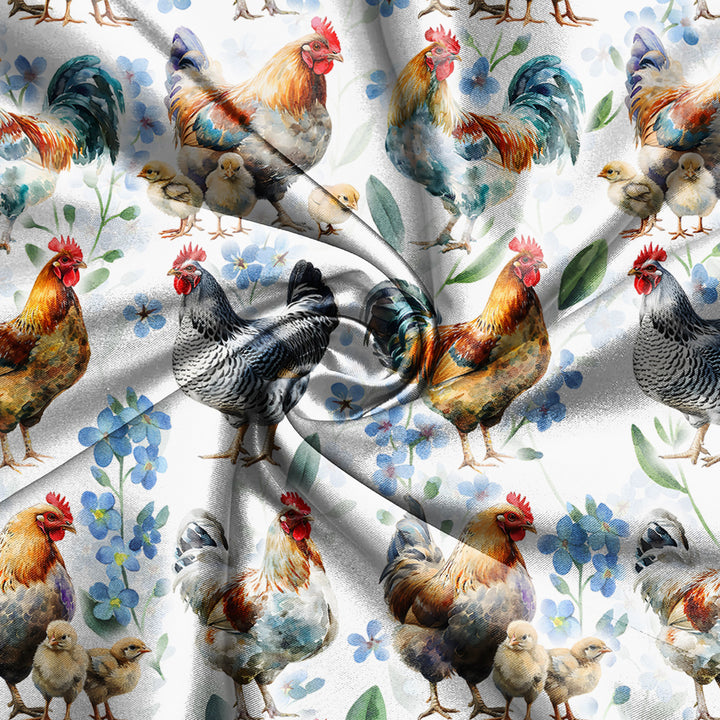 Chicken Family Satin Short Pyjamas Set