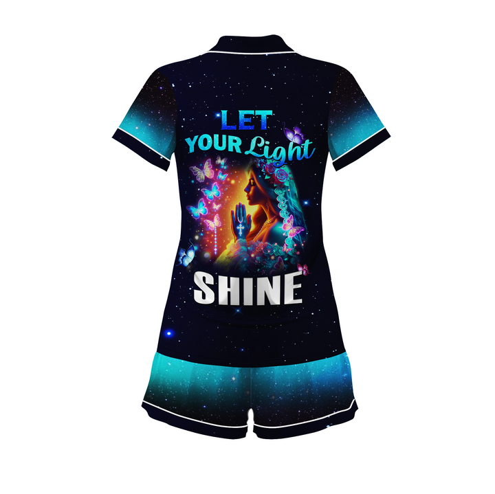 Custom Text  Let Your Light Shine Short Pajamas Set