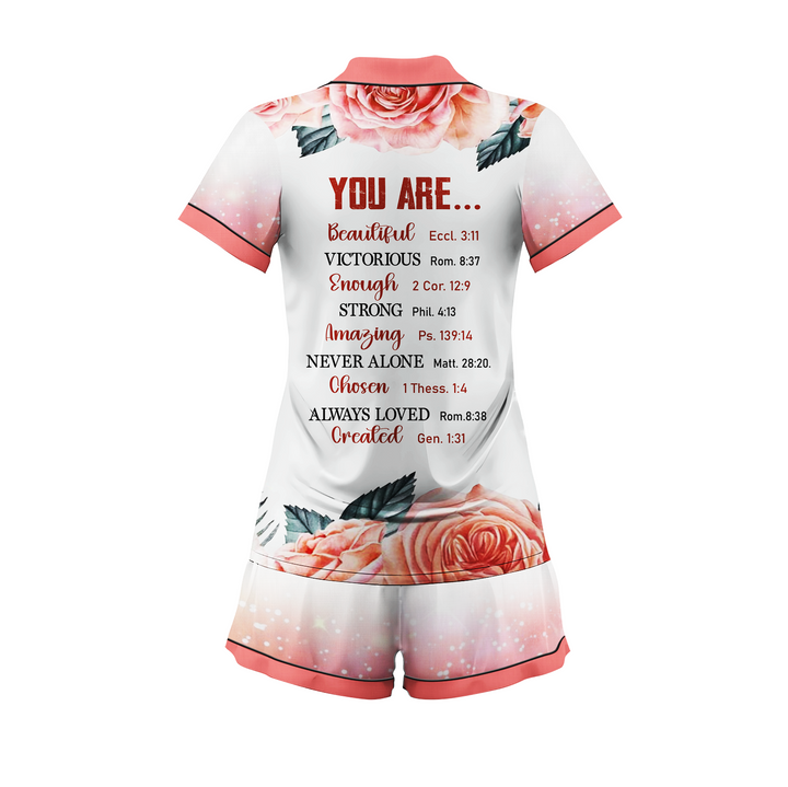 Custom Text You Are Beautiful Strong Short Pajamas Set