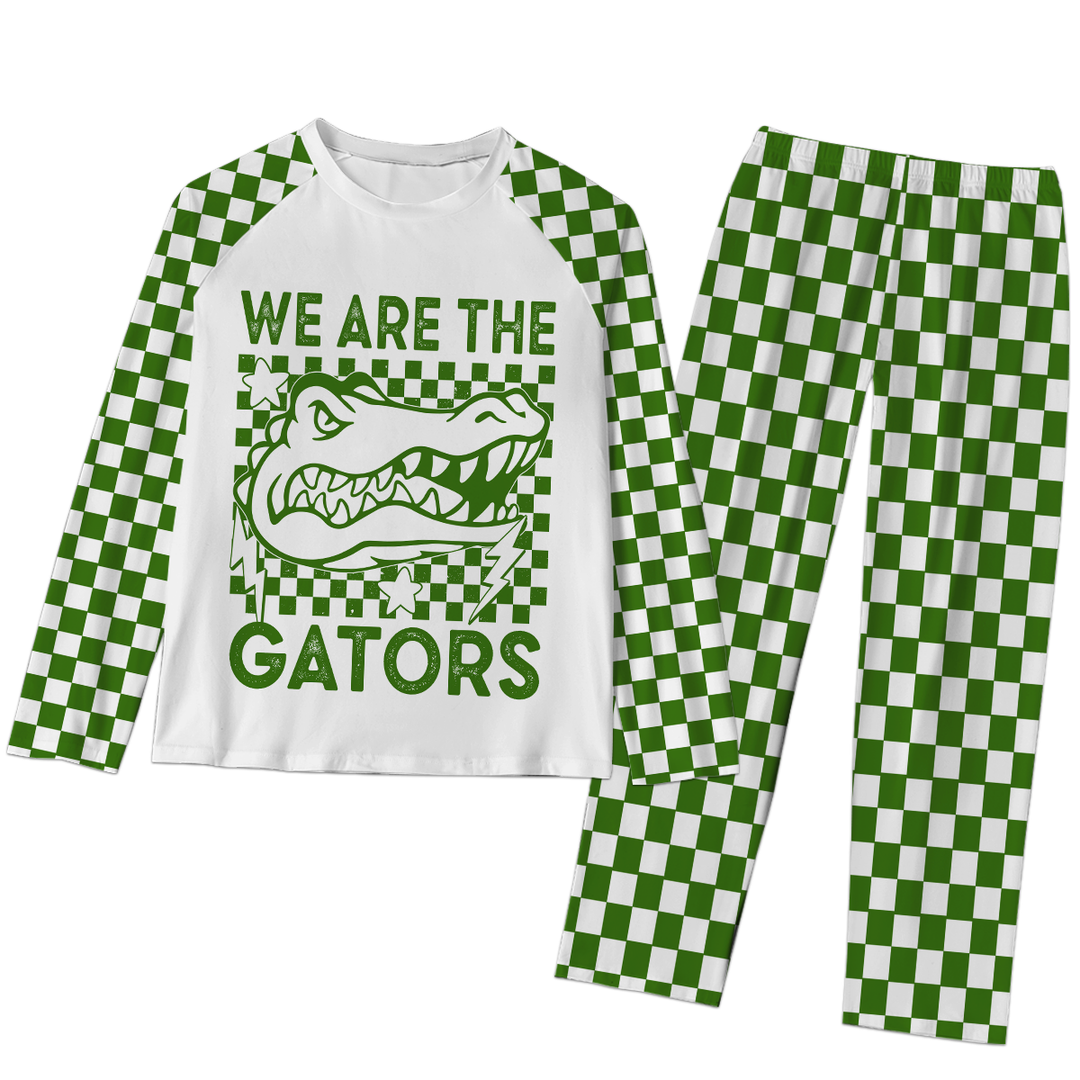 Custom Checkerboard We Are Mascot School Name All-Over Print  Raglan Sleeve Pajamas