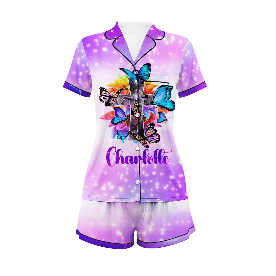 Custom Text I Can Do All Things Short Pajamas Set