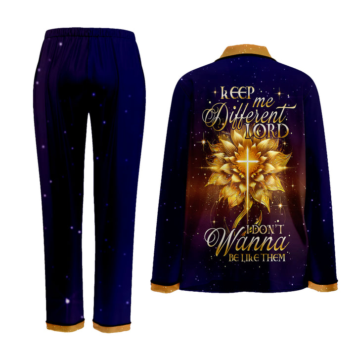 Custom Text  Keep Me Different Lord I Don't Wanna Be Like Them Long Pajamas Set