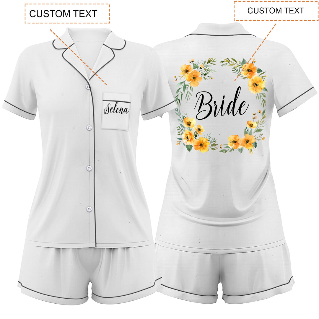 Custom Text Women Short Pajamas Set