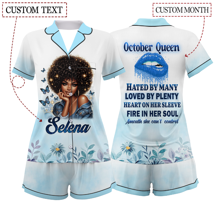 Custom Name and Month Short Pajamas Set