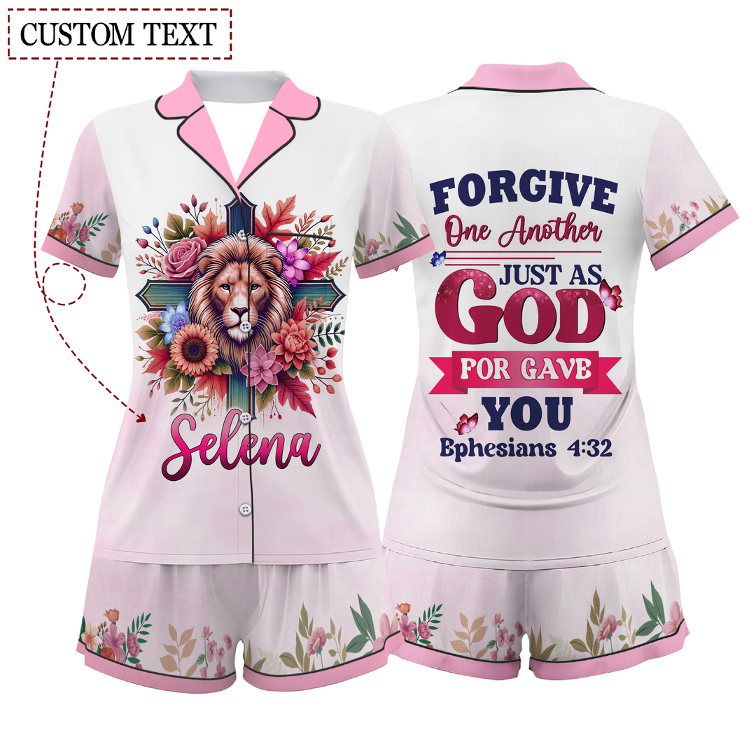 Custom Text Forgive One Another Just As God Short Pajamas Set