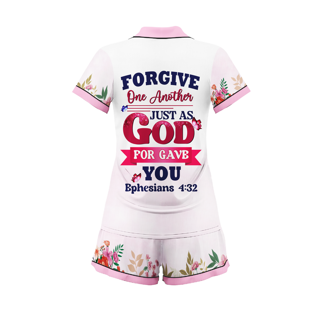 Custom Text Forgive One Another Just As God Short Pajamas Set