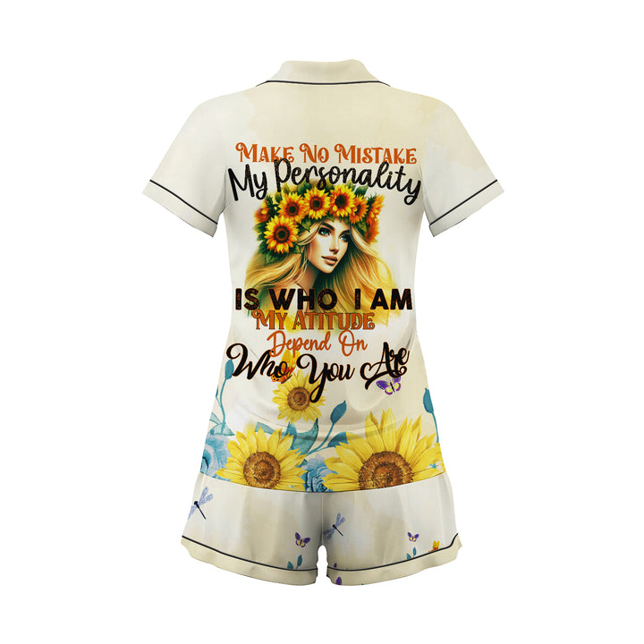 Custom Text Sunflower  Short Pajamas Set