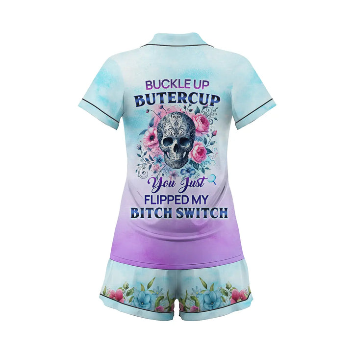 Custom Text Buckle Up Buttercup Short Pajamas Set